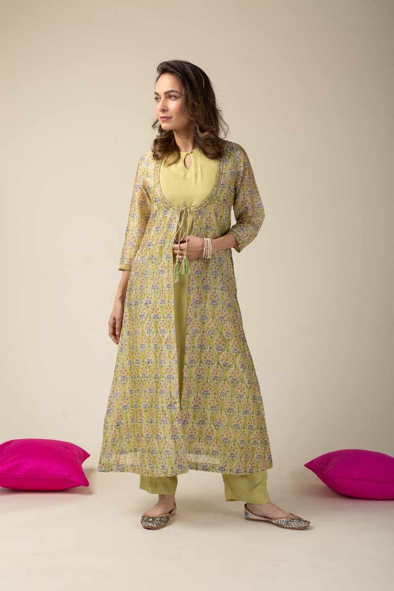 Image for Kusvaa Wkr036 Diyani Chanderi Straight Kurta Closeup 3