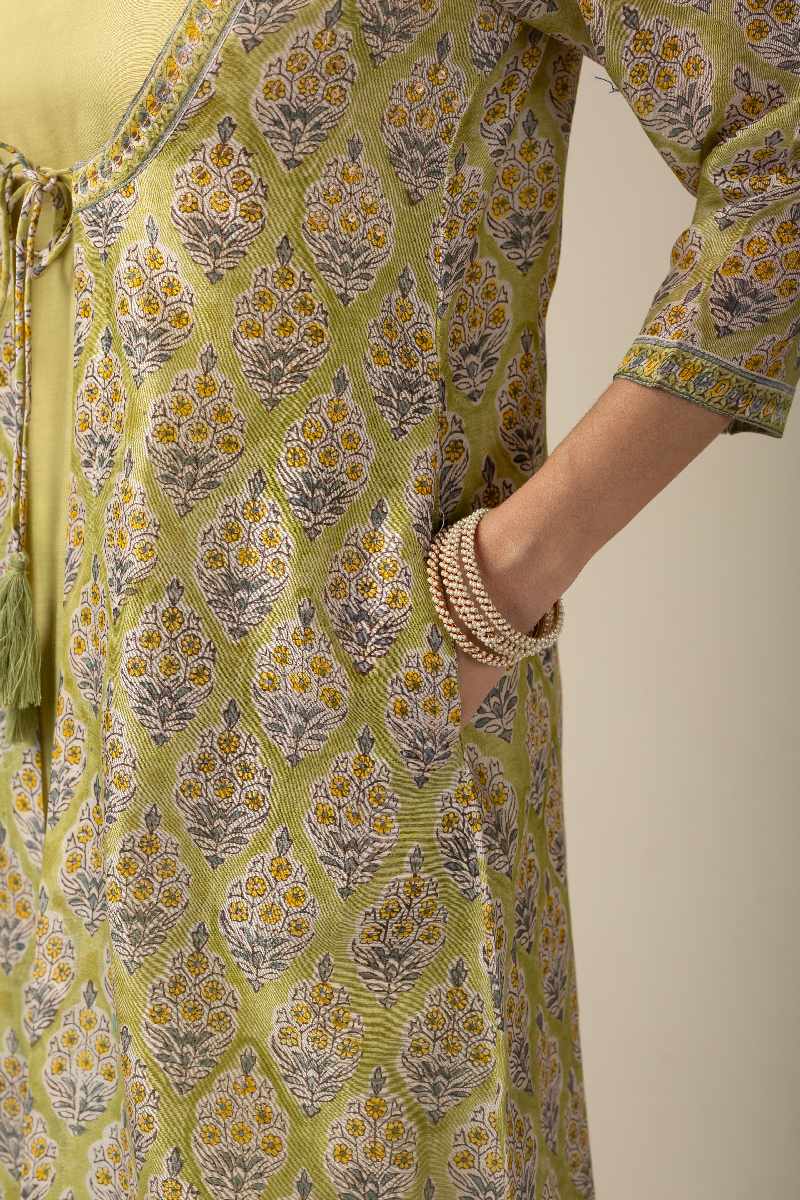 Image for Kusvaa Wkr036 Diyani Chanderi Straight Kurta Neck
