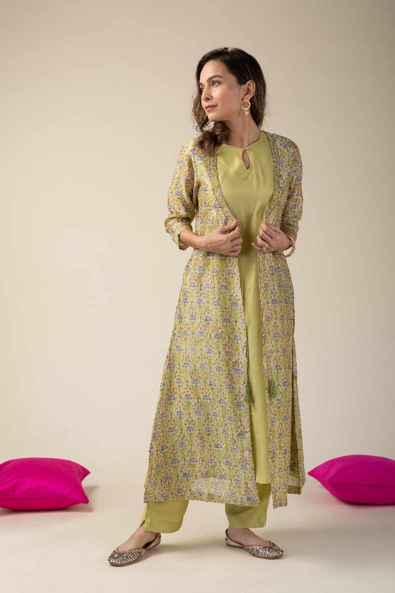 Image for Kusvaa Wkr036 Diyani Chanderi Straight Kurta Side