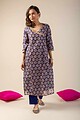 Image for Kusvaa Wkr037 Deeya Chanderi Straight Kurta Back