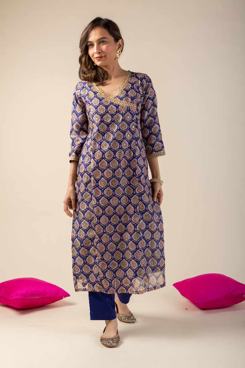 Image for Kusvaa Wkr037 Deeya Chanderi Straight Kurta Back