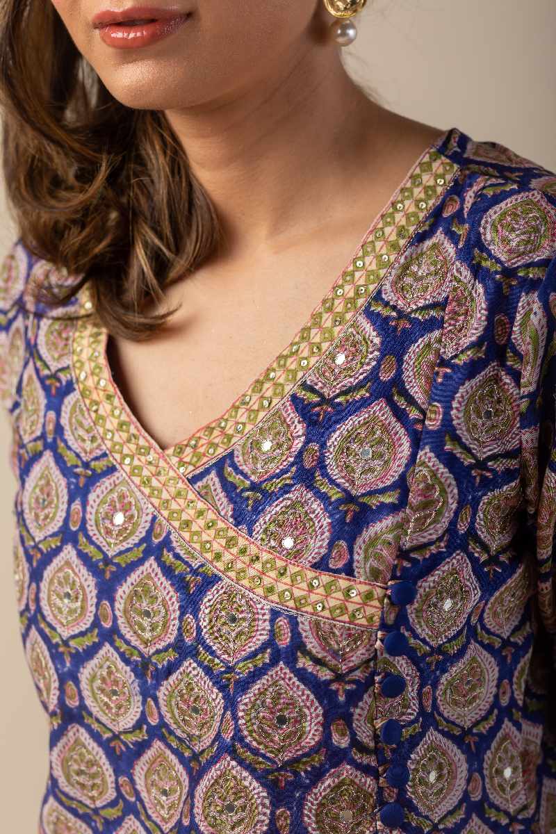 Image for Kusvaa Wkr037 Deeya Chanderi Straight Kurta Closeup