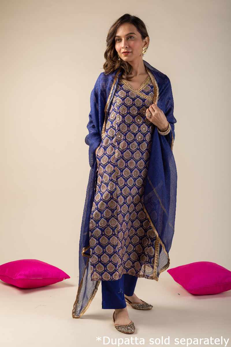 Image for Kusvaa Wkr037 Deeya Chanderi Straight Kurta Pattern New