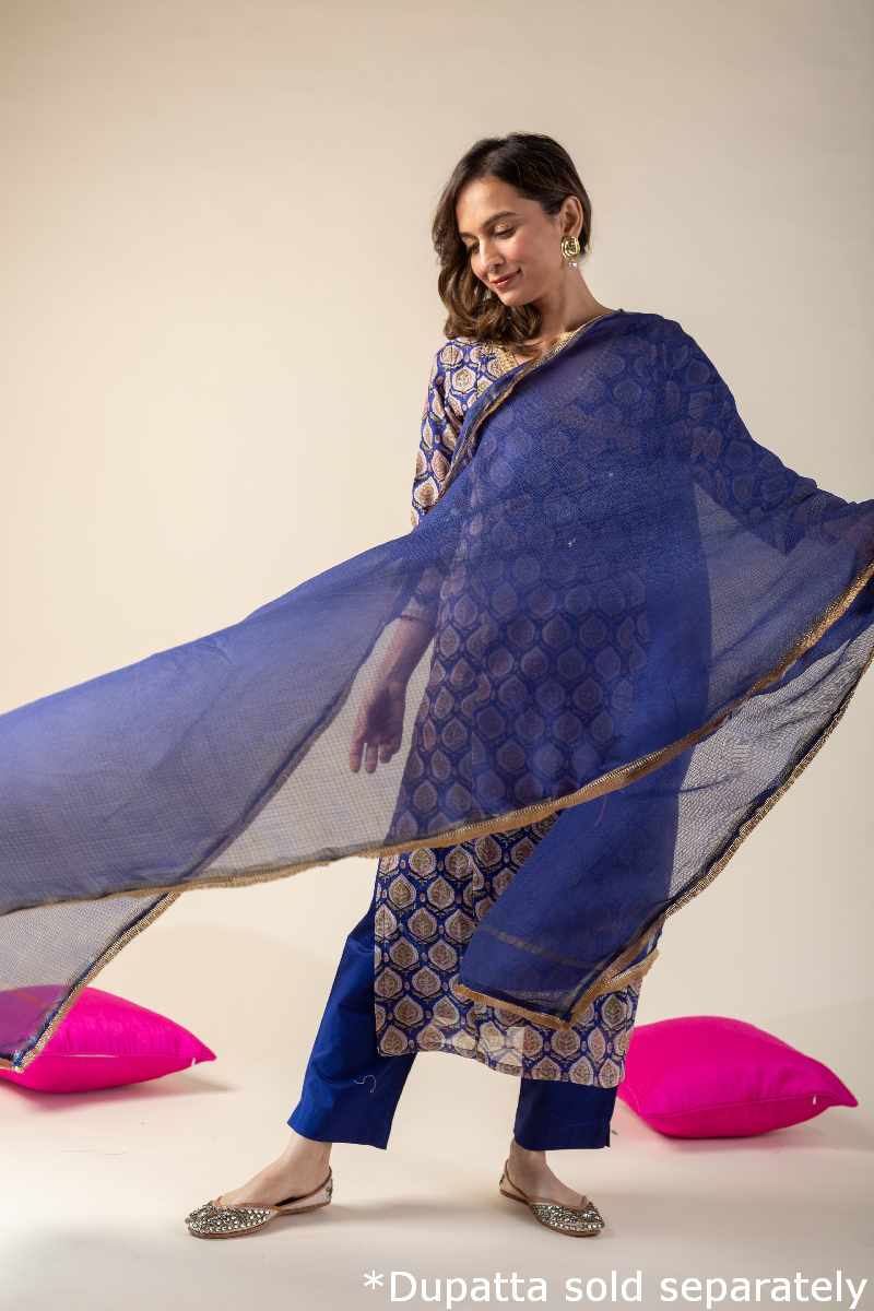Image for Kusvaa Wkr037 Deeya Chanderi Straight Kurta Side New