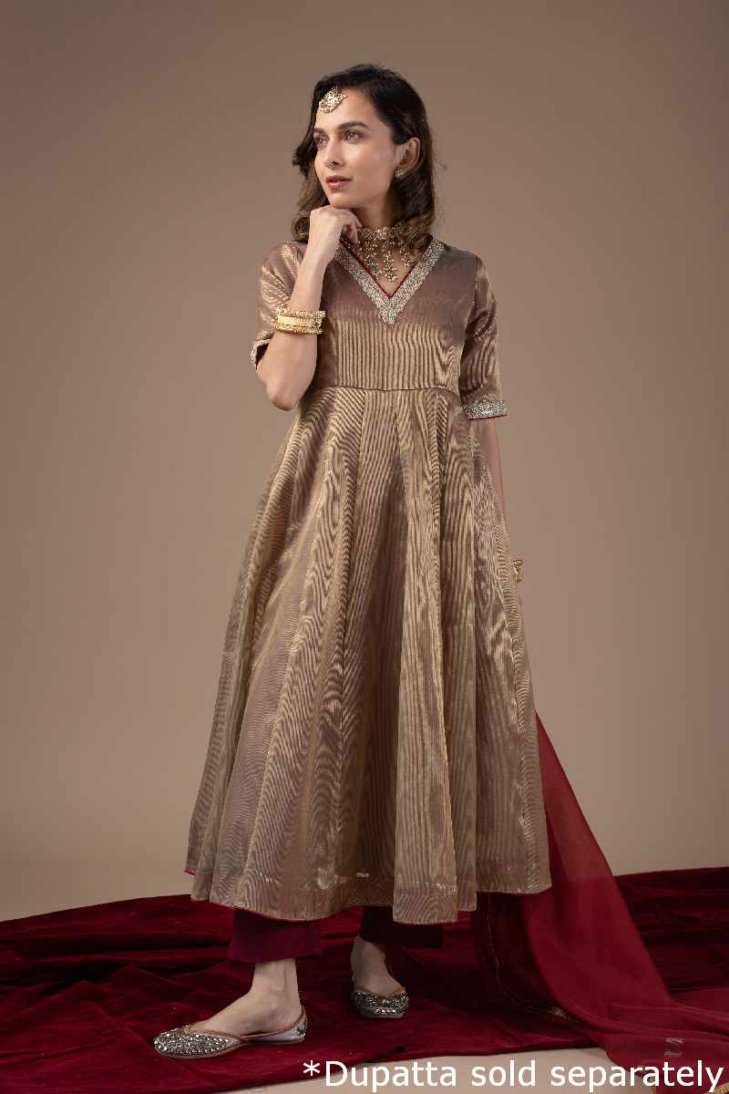 Image for Kusvaa Wkr038 Jiya Tissue A Line Kurta Neck