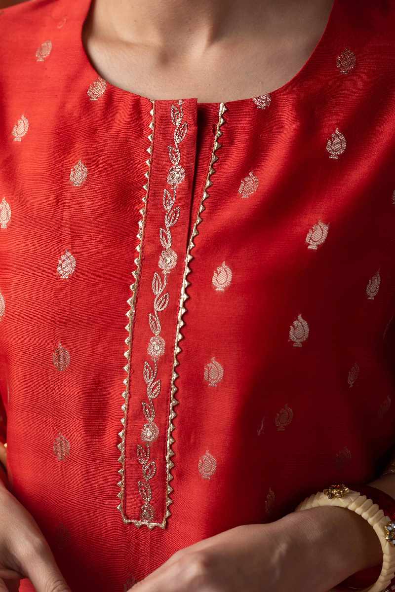 Image for Kusvaa Wkr039 Jiyani Chanderi Kurta Closeup