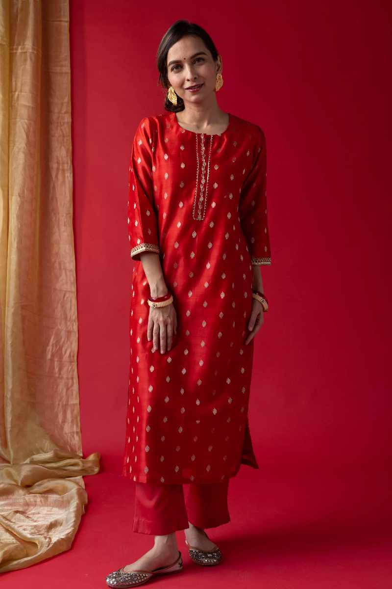 Image for Kusvaa Wkr039 Jiyani Chanderi Kurta Side