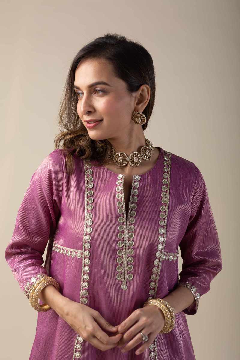 Image for Kusvaa Wkr040 Ritushri Tissue A Line Kurta Featured