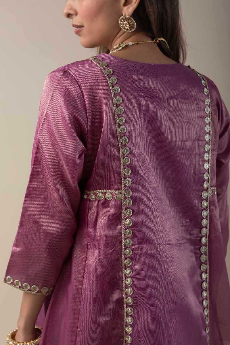 Image for Kusvaa Wkr040 Ritushri Tissue A Line Kurta Pocket