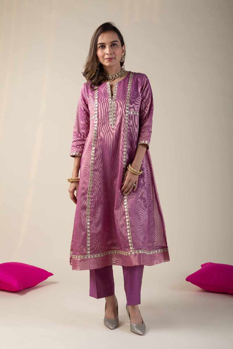 Image for Kusvaa Wkr040 Ritushri Tissue A Line Kurta Side