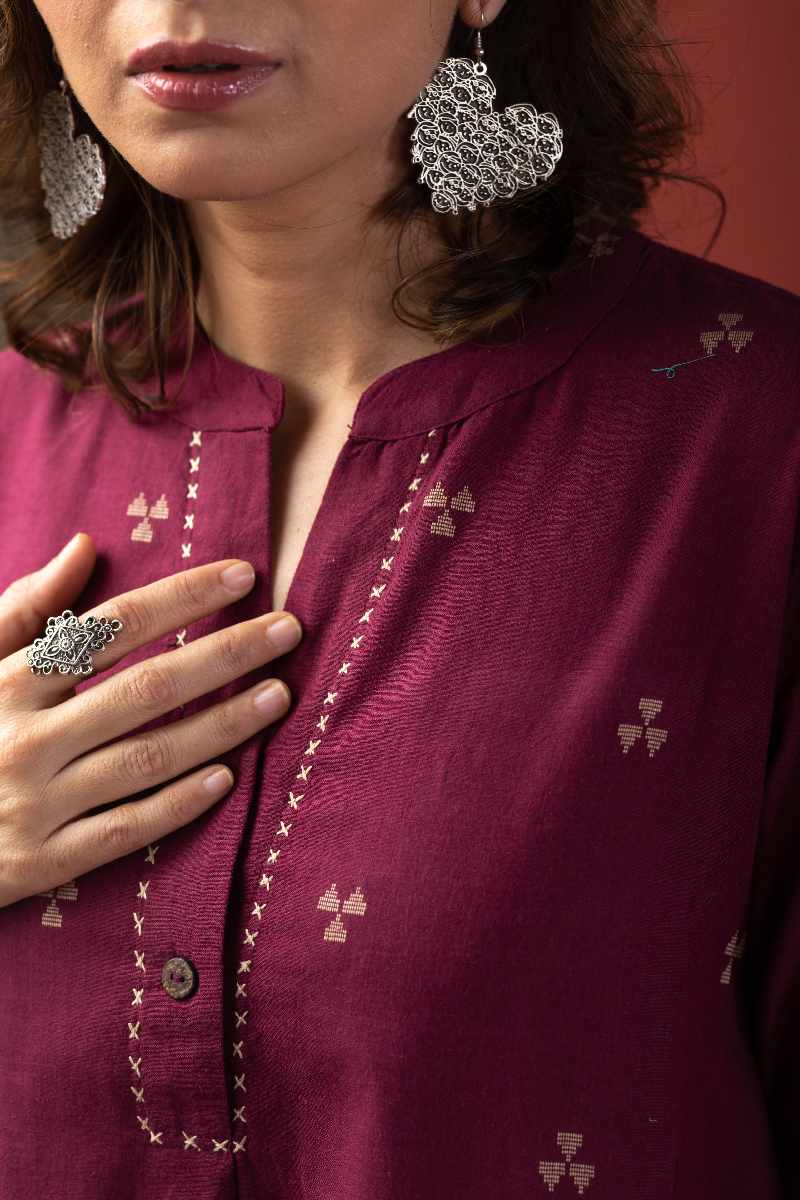 Image for Kusvaa Cood044 Amita Handloom Cotton Co Ord Set Sleeves