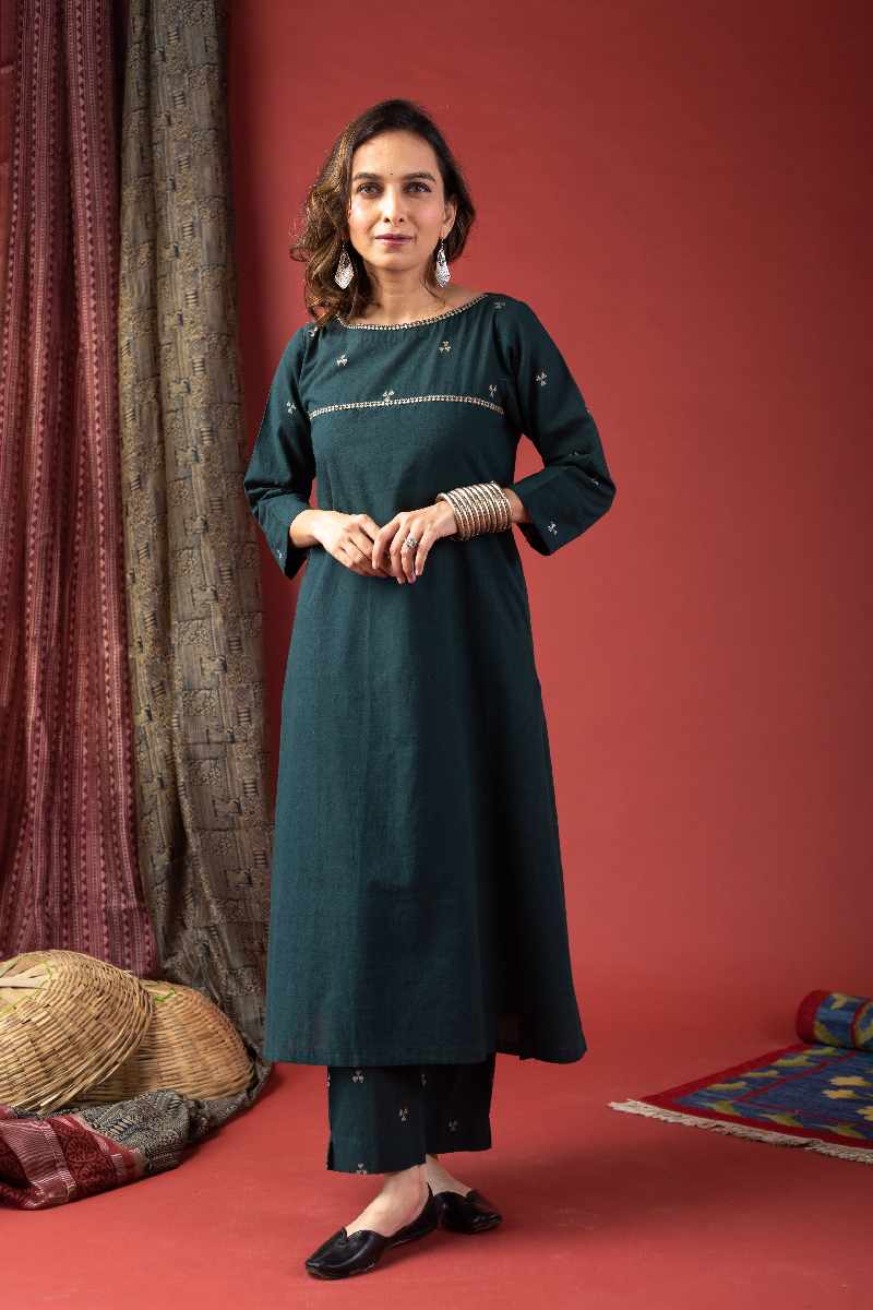 Image for Kusvaa Cood045 Grisha Handloom Cotton Co Ord Set Sleeves