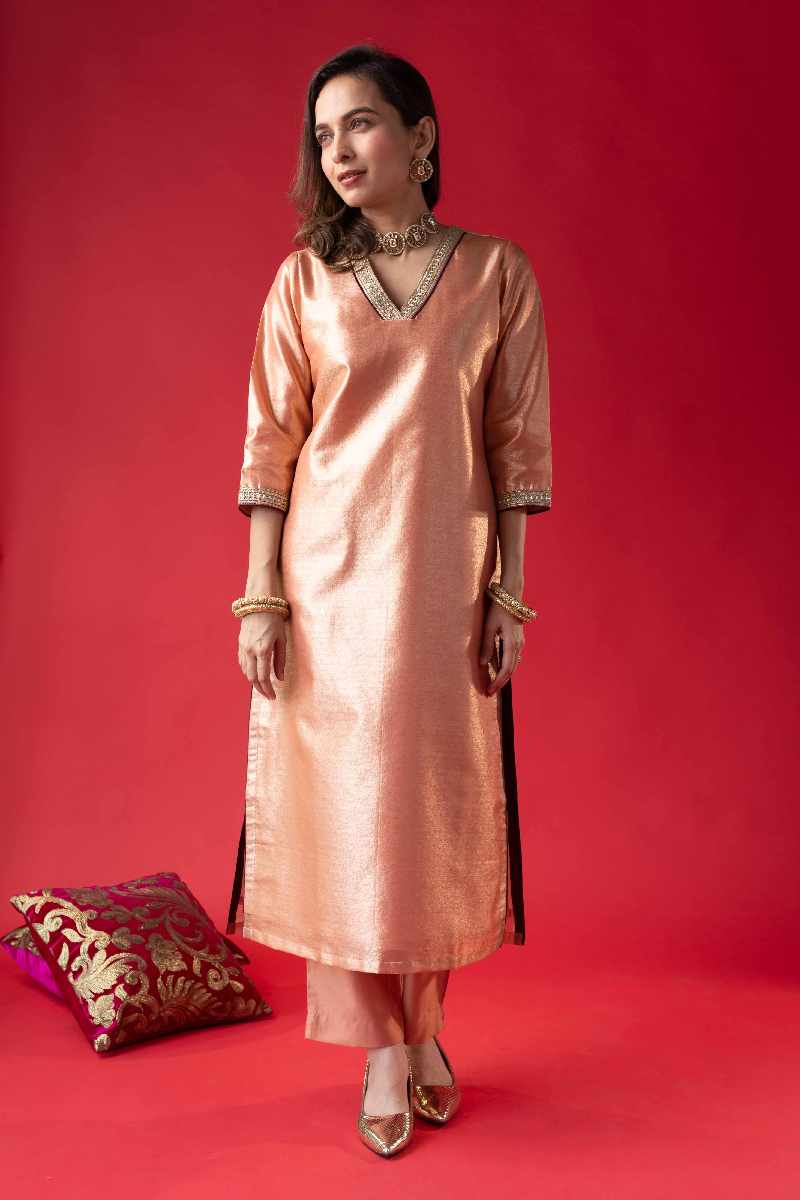 Image for Kusvaa Cood050 Sipra Tissue Kurta Pant Set Front