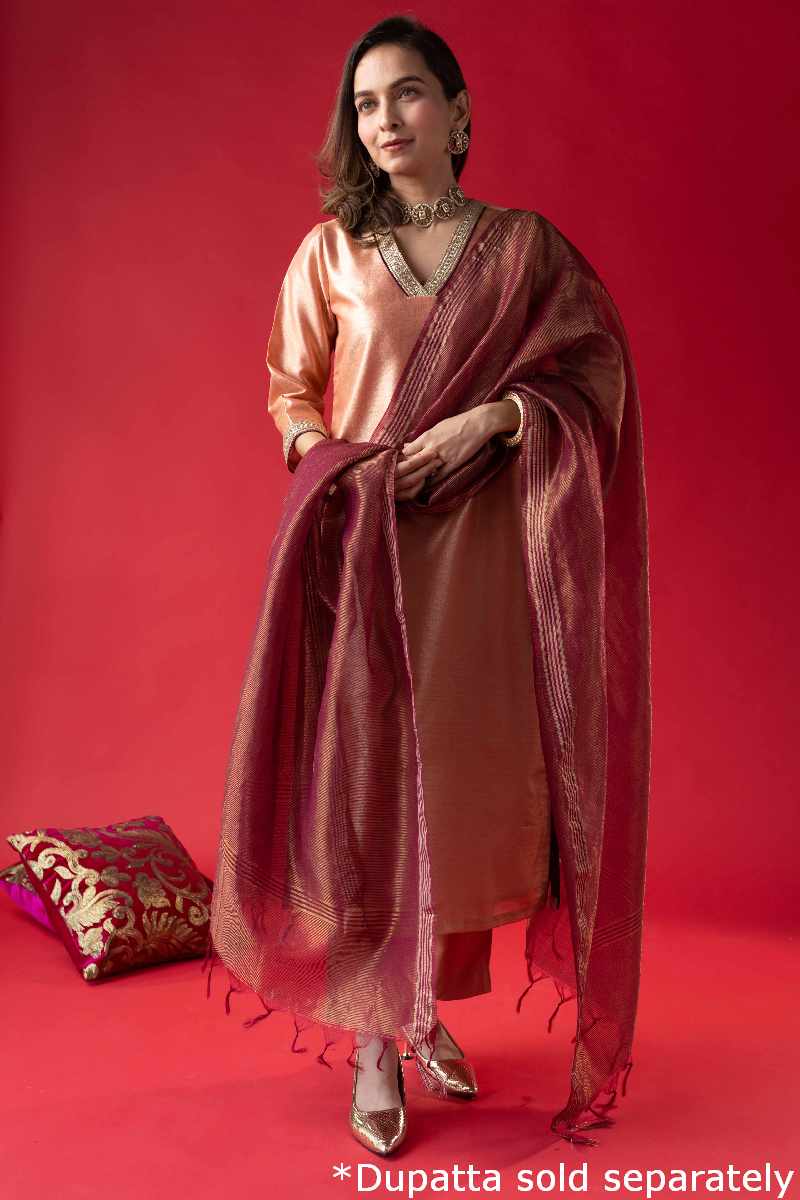 Image for Kusvaa Cood050 Sipra Tissue Kurta Pant Set Side