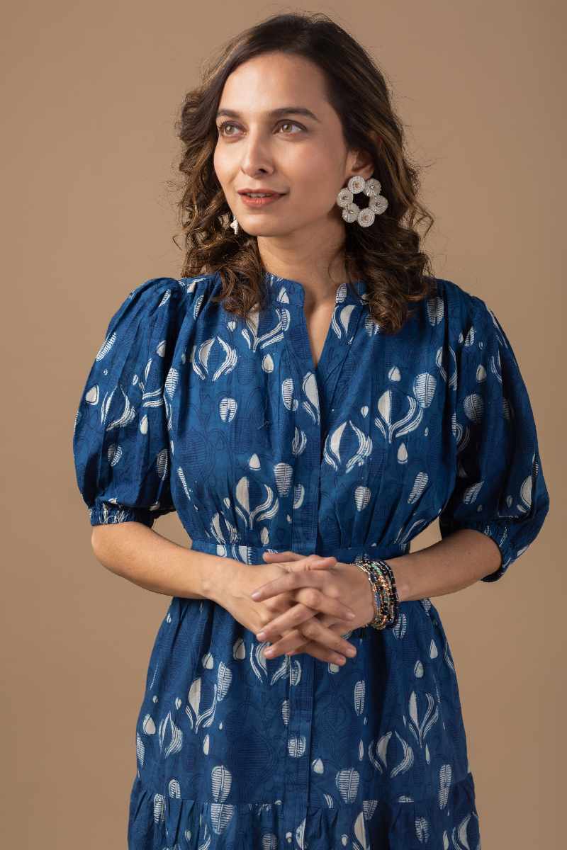 Image for Kusvaa Dr012 Abhira Cotton Block Print Dress Featured
