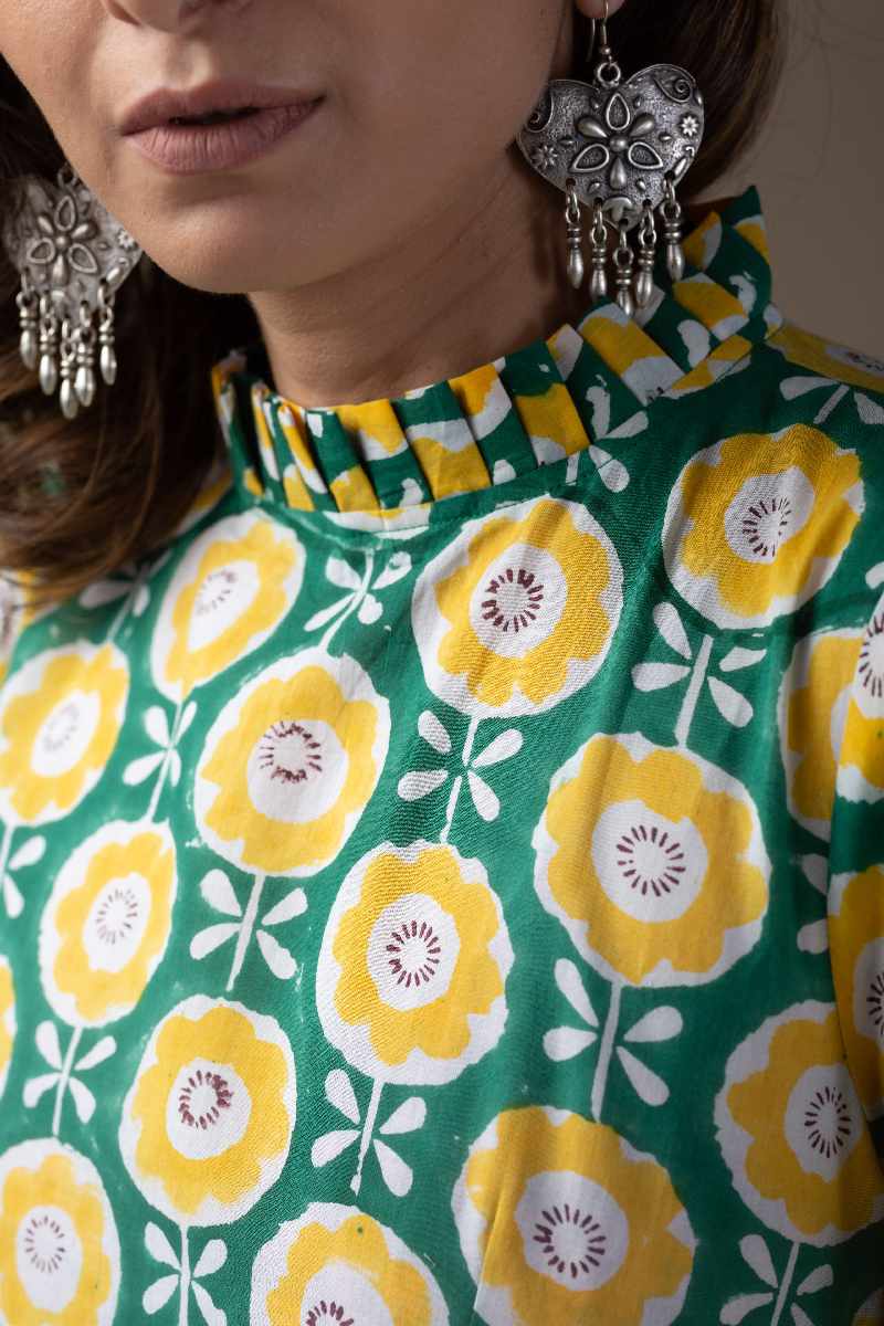 Image for Kusvaa Dr013 Brahmi Cotton Block Print Dress Closeup