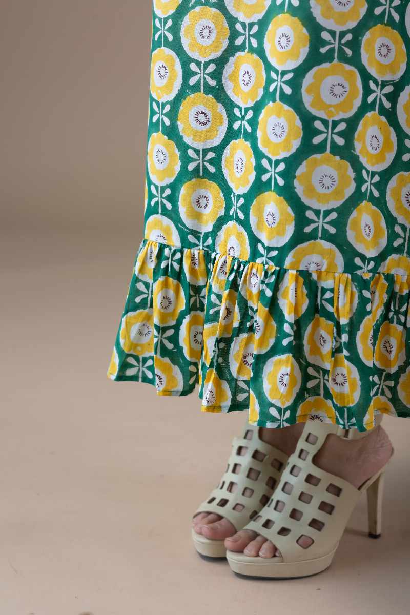 Image for Kusvaa Dr013 Brahmi Cotton Block Print Dress Neck