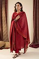 Image for Kusvaa Kds007 Aashna Tussar Kurta With Dupatta Set Closeup 3