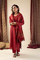 Image for Kusvaa Kds007 Aashna Tussar Kurta With Dupatta Set Front