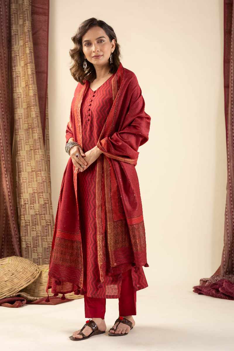 Image for Kusvaa Kds007 Aashna Tussar Kurta With Dupatta Set Pattern