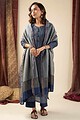 Image for Kusvaa Kds009 Aruna Tussar Kurta With Dupatta Set Neck