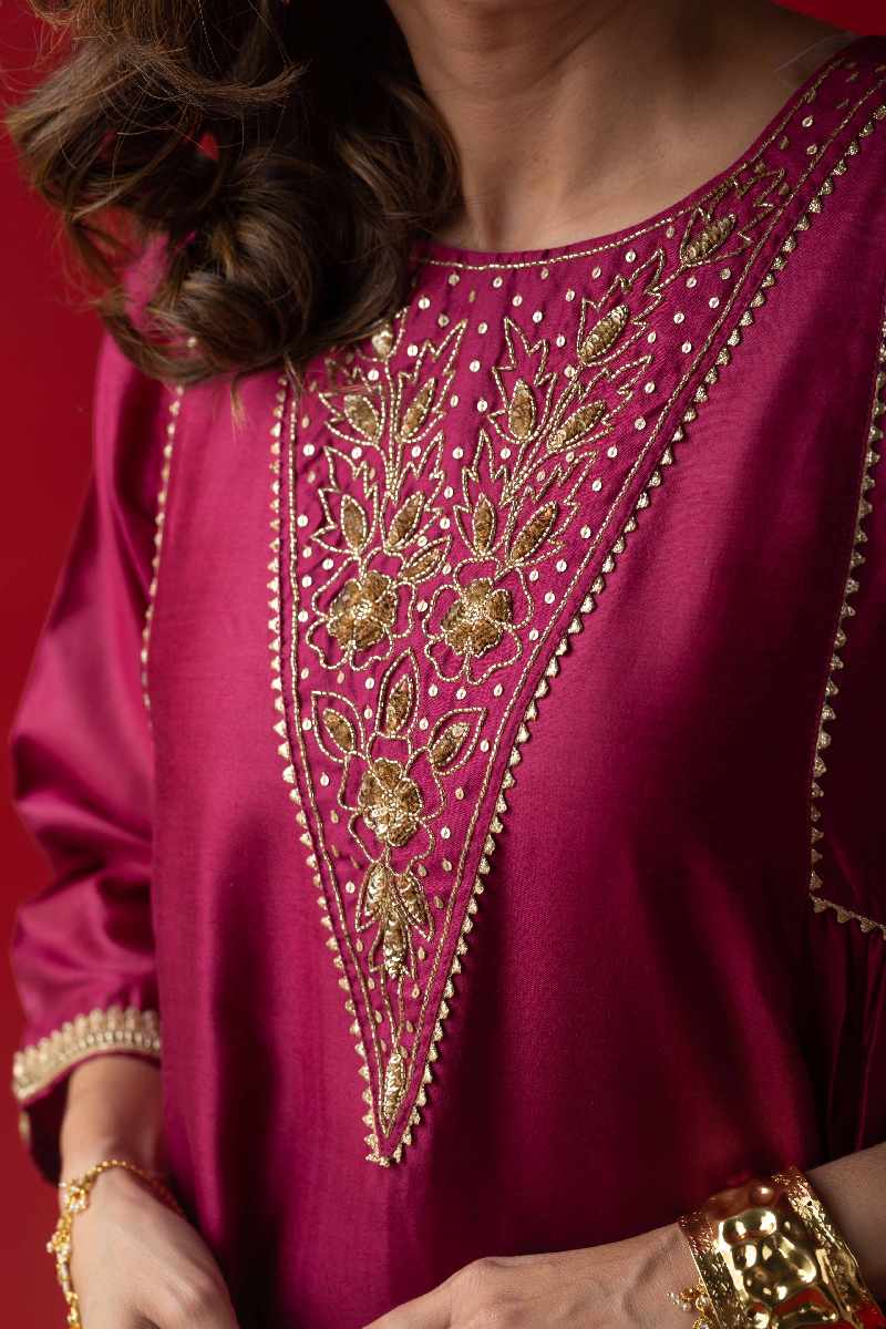 Image for Kusvaa Wkr041 Veda Moga Muslin A Line Kurt.jpg Closeup