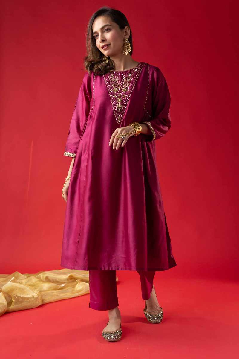 Image for Kusvaa Wkr041 Veda Moga Muslin A Line Kurt.jpg Front