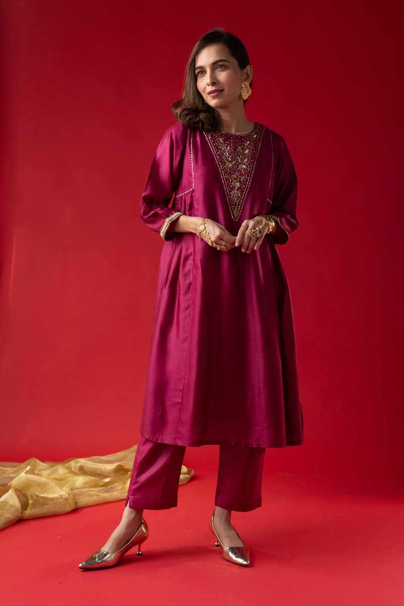 Image for Kusvaa Wkr041 Veda Moga Muslin A Line Kurt.jpg Side