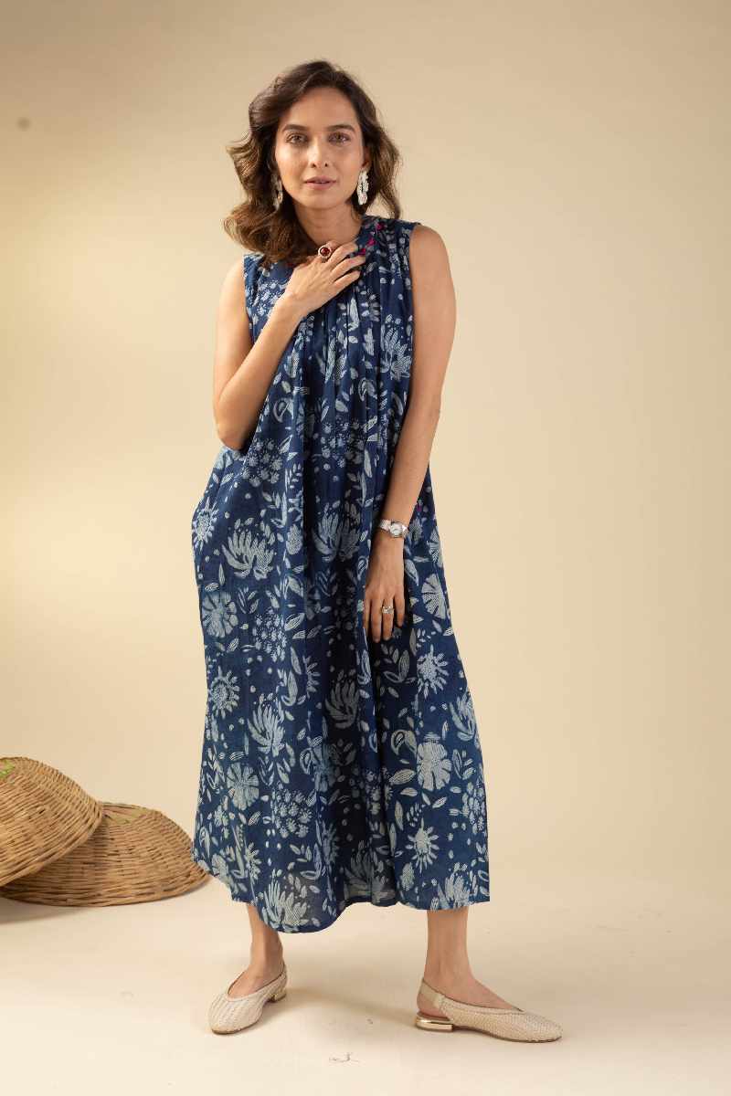 Image for Kusvaa Wkr044 Rio Cotton Handblock Dress Closeup 2