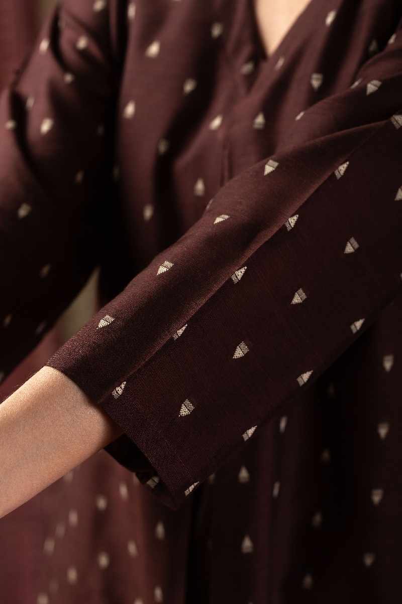 Image for Kusvaa Wkr046 Zayni Cotton Silk Kurta Closeup 2