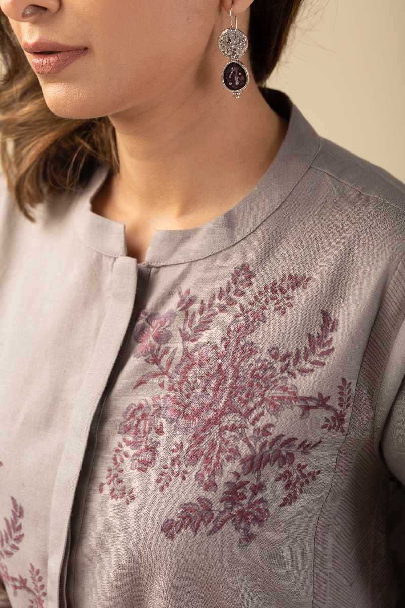 Image for Kusvaa Cood053 Saranya Cotton Slub Co Ord Set Closeup New