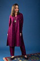 Image for Kusvaa Cood057 Urshi Cotton Silk Kurta Pant Set Sitting