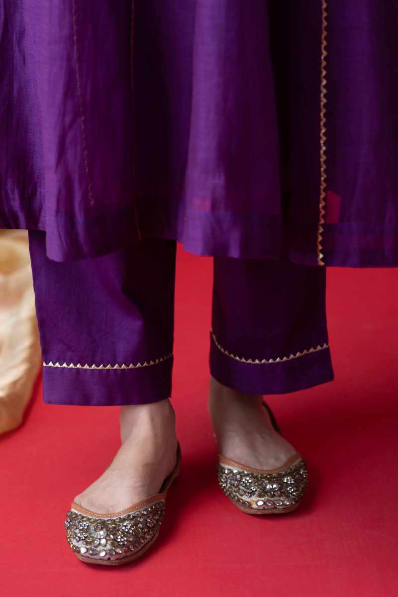 Image for Kusvaa Cood058 Jeena Chanderi Kurta Pant With Jacket Set Pattern
