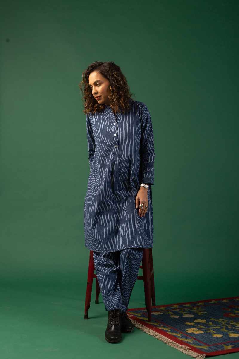 Image for Kusvaa Cood065 Kairavi Cotton Kurta Pant Set Sitting