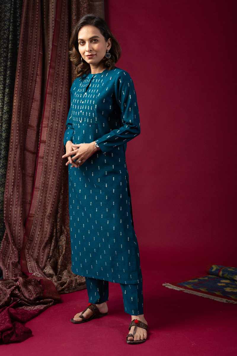 Image for Kusvaa Cood066 Sivina Cotton Kurta Pant Set Side