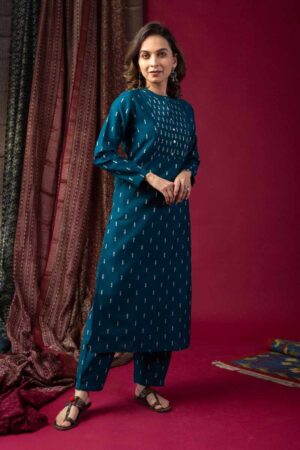 Image for Kusvaa Cood066 Sivina Cotton Kurta Pant Set Sleeves