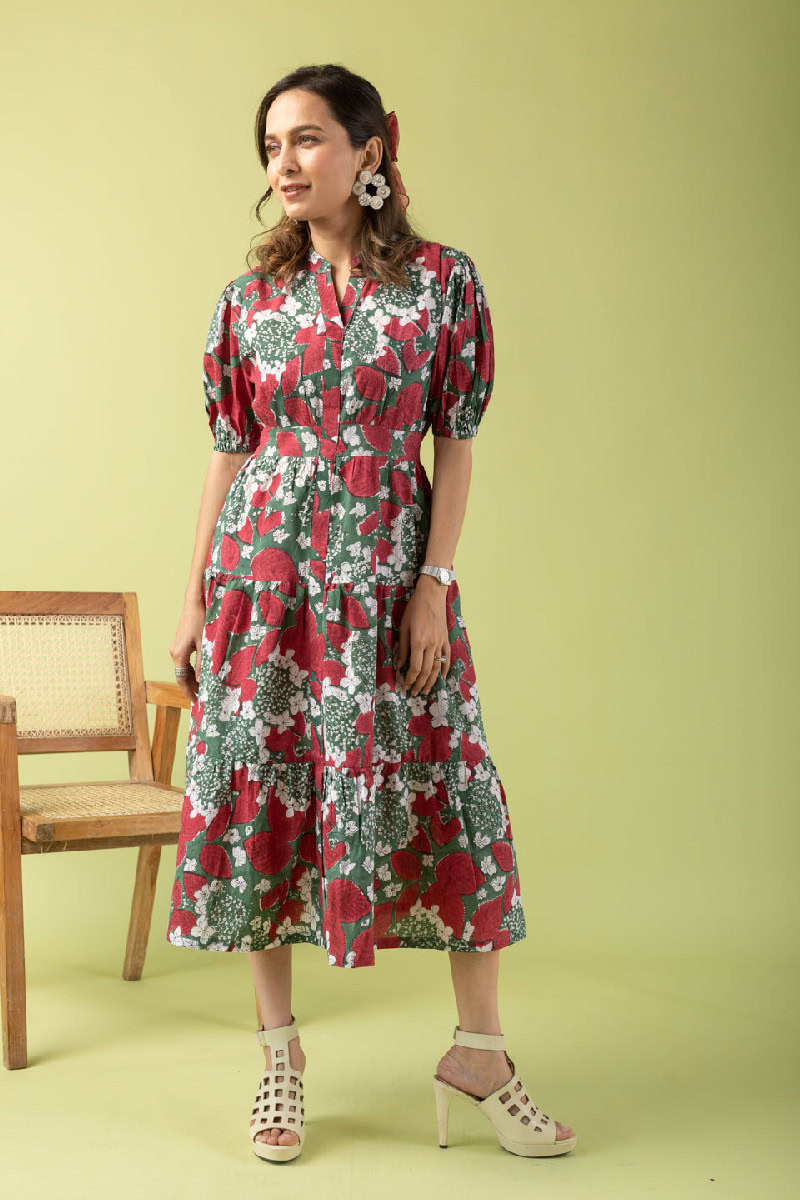 Image for Kusvaa Dr014 Brahmi Cotton Block Print Dress Back