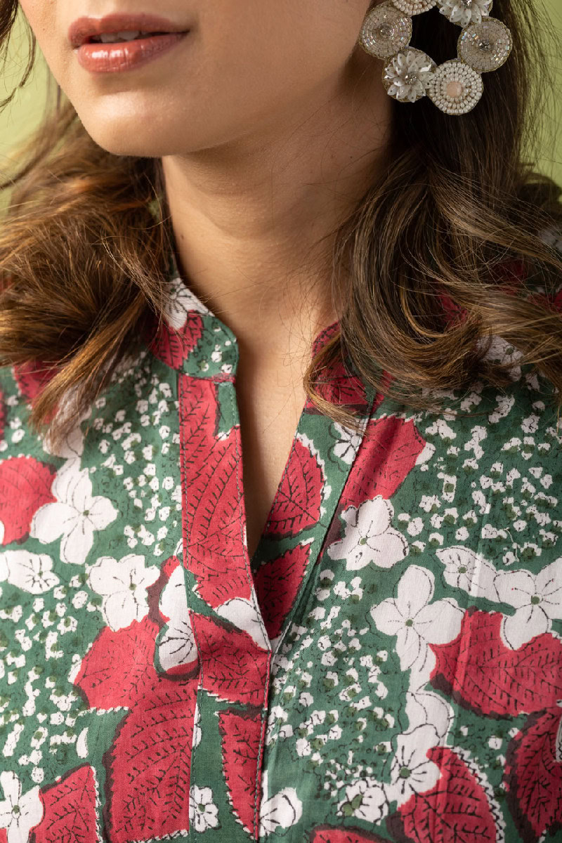 Image for Kusvaa Dr014 Brahmi Cotton Block Print Dress Closeup