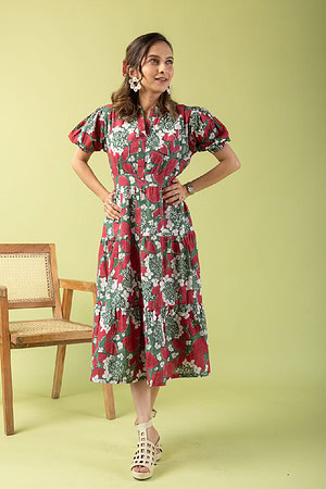 Image for Kusvaa Dr014 Brahmi Cotton Block Print Dress Featured