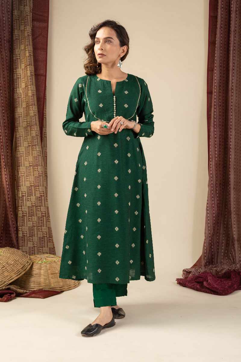 Image for Kusvaa Wkr051 Hrudya Cotton Silk Kurta Side