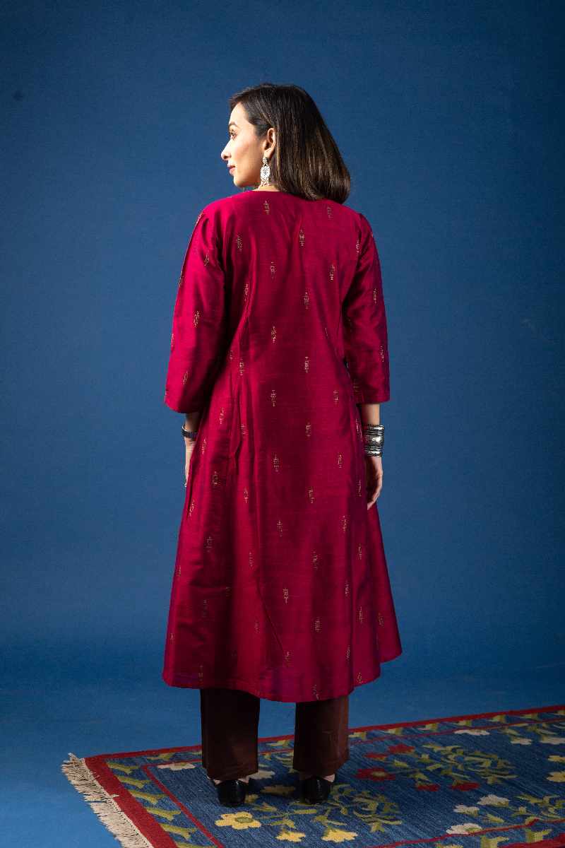 Image for Kusvaa Wkr054 Hrudya Cotton Silk Kurta Closeup