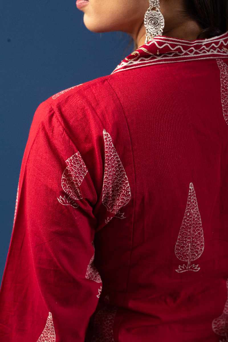 Image for Kusvaa Wkr055 Aalea Cotton Handblock Print Kurta Pocket