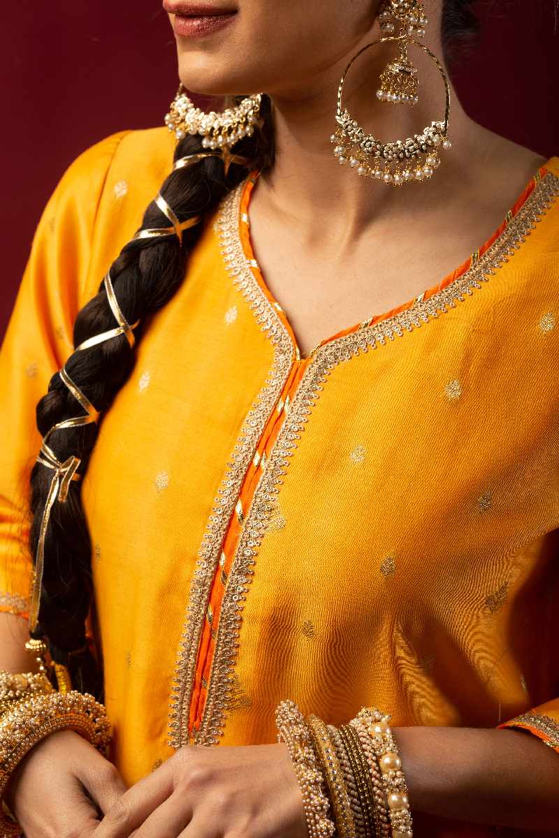 Image for Kusvaa Wkr056 Vidushi Chanderi Kurta Closeup