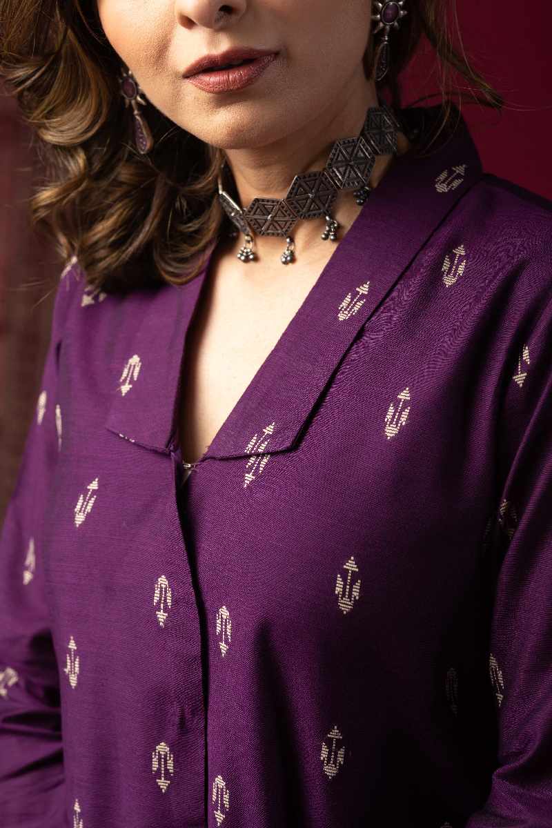 Image for Kusvaa Wkr059 Avani Cotton Silk Kurta Closeup 2