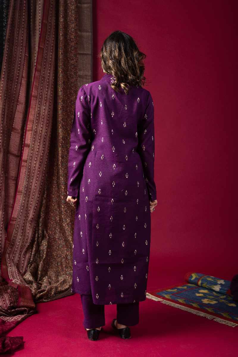 Image for Kusvaa Wkr059 Avani Cotton Silk Kurta Neck