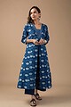 Image for Kusvaa Wkr059 Nisha Cotton Handblock Kurta Closeup 2 New