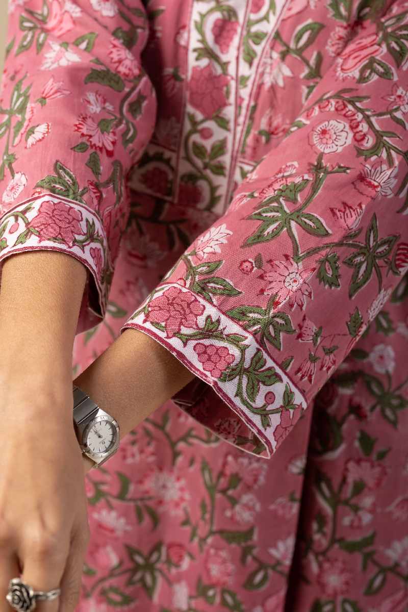 Image for Kusvaa Wkr065 Ishika Cotton Handblock Dress Closeup 2