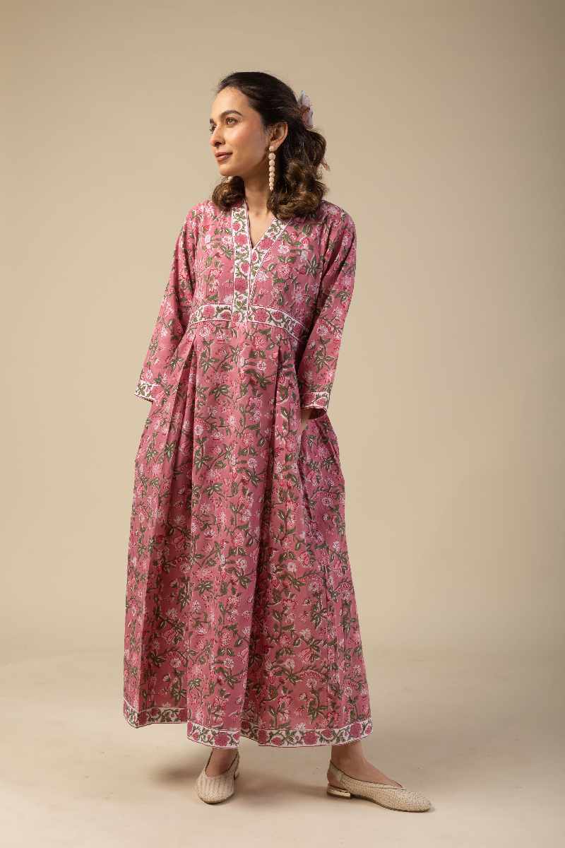 Image for Kusvaa Wkr065 Ishika Cotton Handblock Dress Pattern