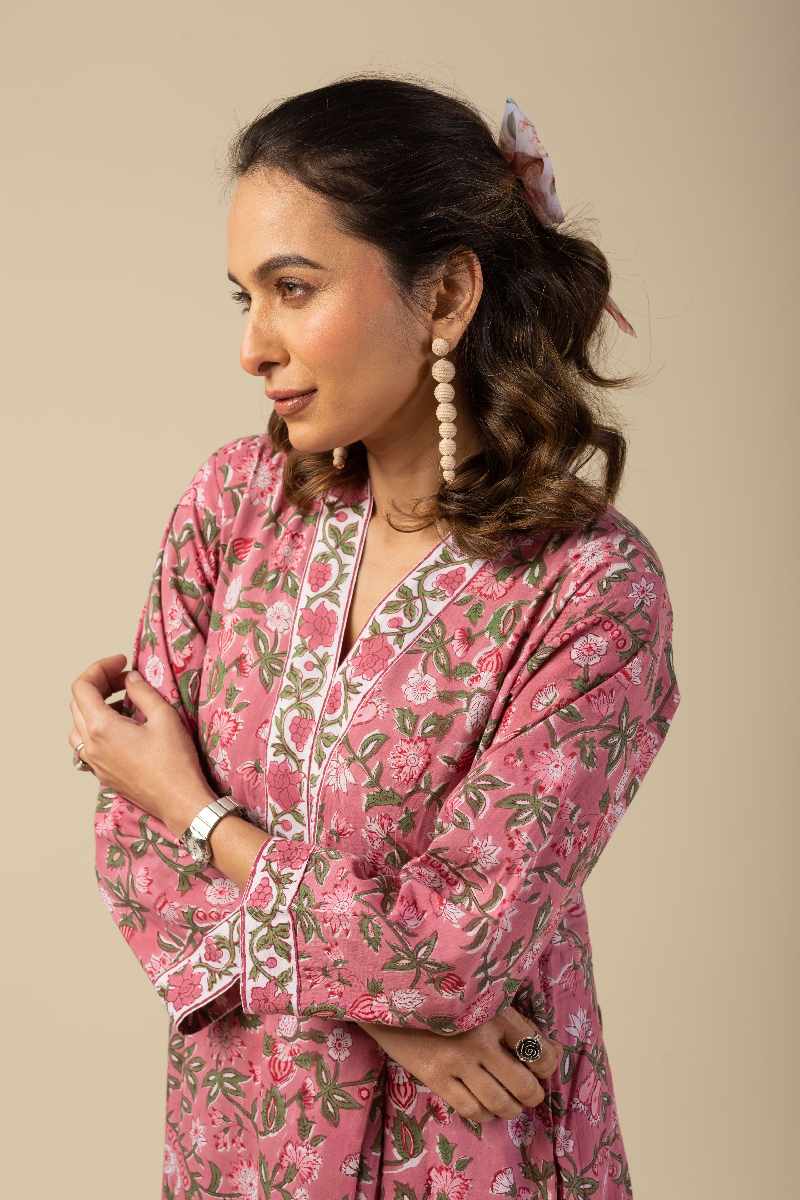 Image for Kusvaa Wkr065 Ishika Cotton Handblock Dress Pocket