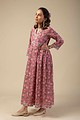 Image for Kusvaa Wkr065 Ishika Cotton Handblock Dress Side